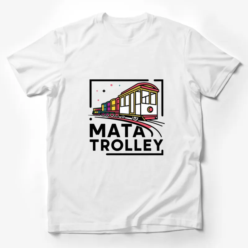 Colorful Memphis Style MATA Trolley Graphic T-Shirt, Urban Streetwear, Unisex Tee Design Male T-Shirt