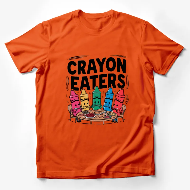 Crayon Eaters Funny Graphic T-Shirt, Colorful Cartoon Crayons, Kids and Adults Casual Wear Male T-Shirt