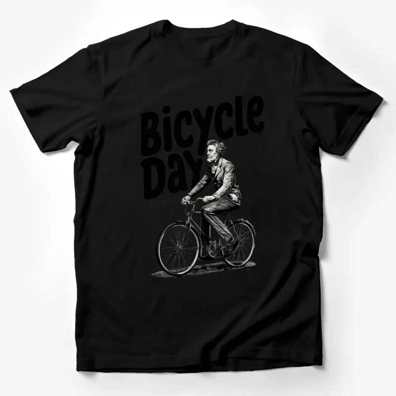 Bicycle Day Albert Hofmann T-Shirt, Retro Bike Print, Vintage Style Black and White Graphic Tee Male T-Shirt