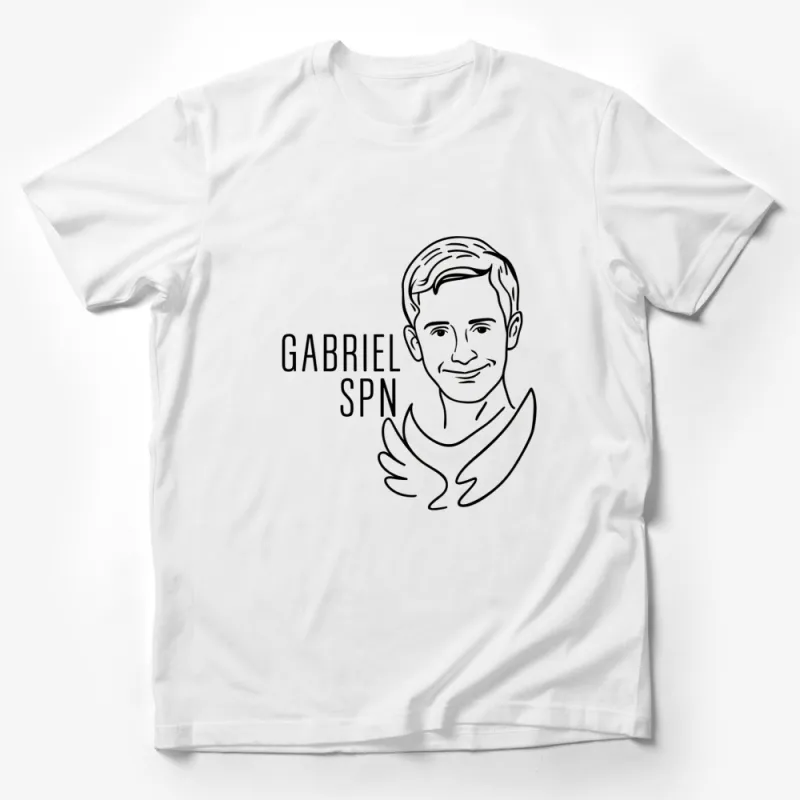 Gabriel SPN Line Art T-Shirt, Minimalist Angel Wings Graphic Tee, Unisex Casual Fan Merchandise Male T-Shirt