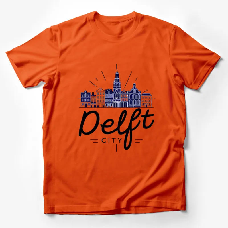 Delft City Skyline T-Shirt, Vintage Dutch Town Graphic Tee, Unisex Travel Souvenir Shirt Male T-Shirt