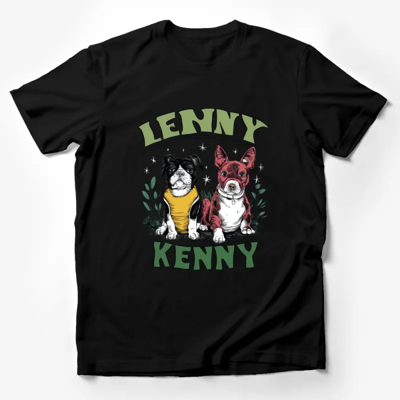 Lenny and Kenny Cartoon Dogs T-Shirt, Cute French Bulldog Boston Terrier Tee, Unisex Graphic Shirt Male T-Shirt