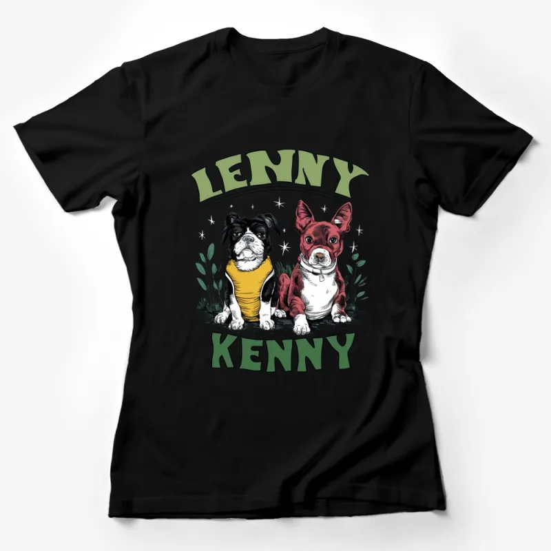 Lenny and Kenny Cartoon Dogs T-Shirt, Cute French Bulldog Boston Terrier Tee, Unisex Graphic Shirt Female T-Shirt