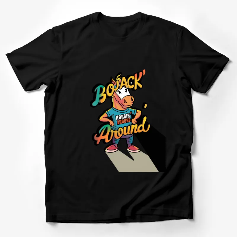 Bojack Horseman T-Shirt, Horsin' Around Fans Tee, Cartoon Character, Vintage Style, Unisex Graphic Shirt Male T-Shirt