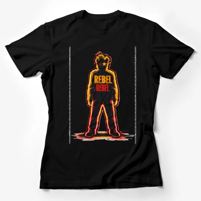 Rebel Rebel Star Design T-Shirt, Bold Red and Black Graphic Tee, Urban Streetwear, Unisex Fashion Top Female T-Shirt