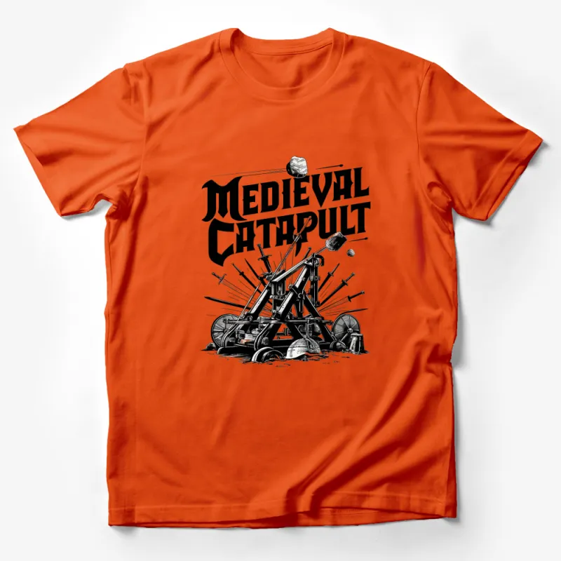 Medieval Catapult Graphic T-Shirt, Vintage War Machine Design Tee, Unique History Gift Male T-Shirt