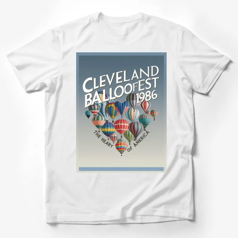 Vintage Cleveland Balloofest 1986 T-Shirt, Retro Hot Air Balloon Graphic, Unique Gift Tee Male T-Shirt