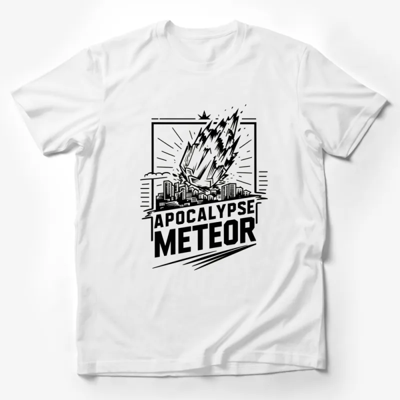 Apocalypse Meteor Graphic T-Shirt, Black and White City Destruction, Men's and Women's Casual Wear Male T-Shirt