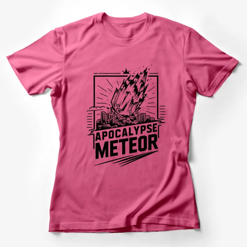 Apocalypse Meteor Graphic T-Shirt, Black and White City Destruction, Men's and Women's Casual Wear Female T-Shirt