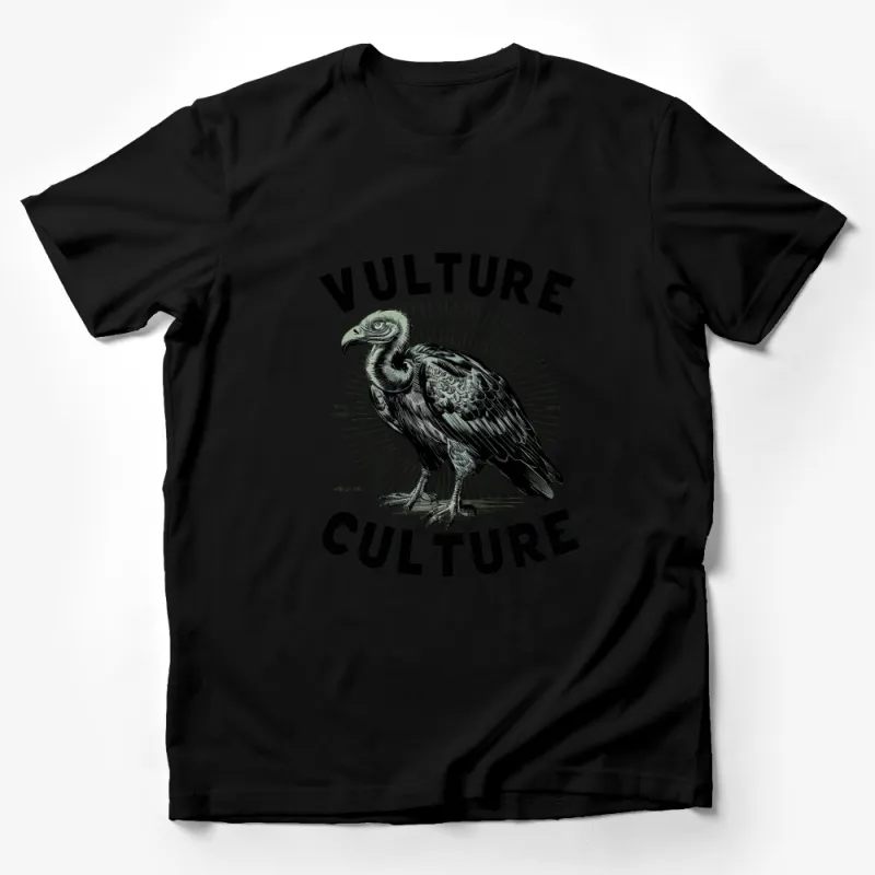 Vulture Culture Graphic T-Shirt, Bold Black Vulture Print, Unisex Casual Tee, Nature Wildlife Bird Design Male T-Shirt