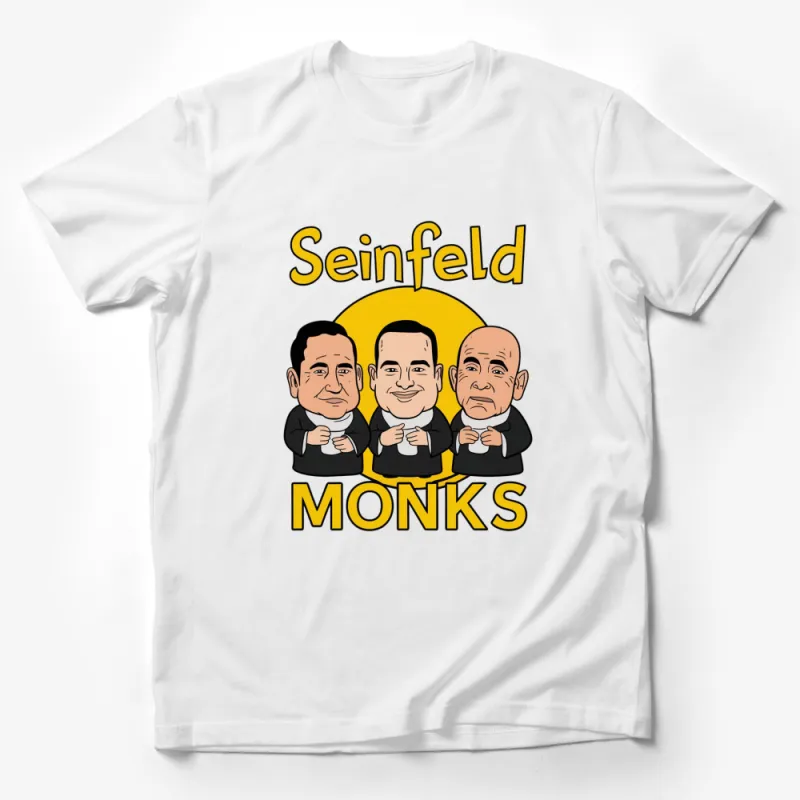 Seinfeld Monks Cartoon T-Shirt, Funny Sitcom Character Tee, Classic TV Show Fan Gift, Unisex Apparel Male T-Shirt