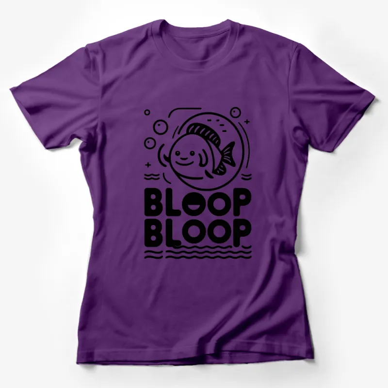 Bloop Bloop Fish Graphic Tee Shirt, Cute Cartoon Fish T-Shirt, Unisex Casual Wear Female T-Shirt