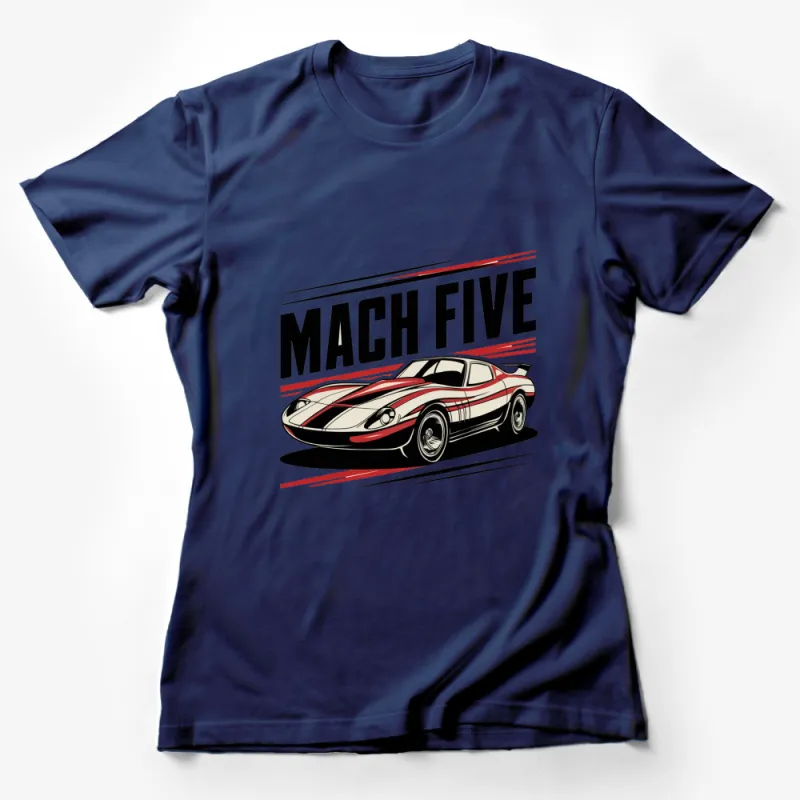 Vintage Car T-Shirt, Mach Five Racing Graphic Tee, Retro Speed Racer Inspired Design Female T-Shirt