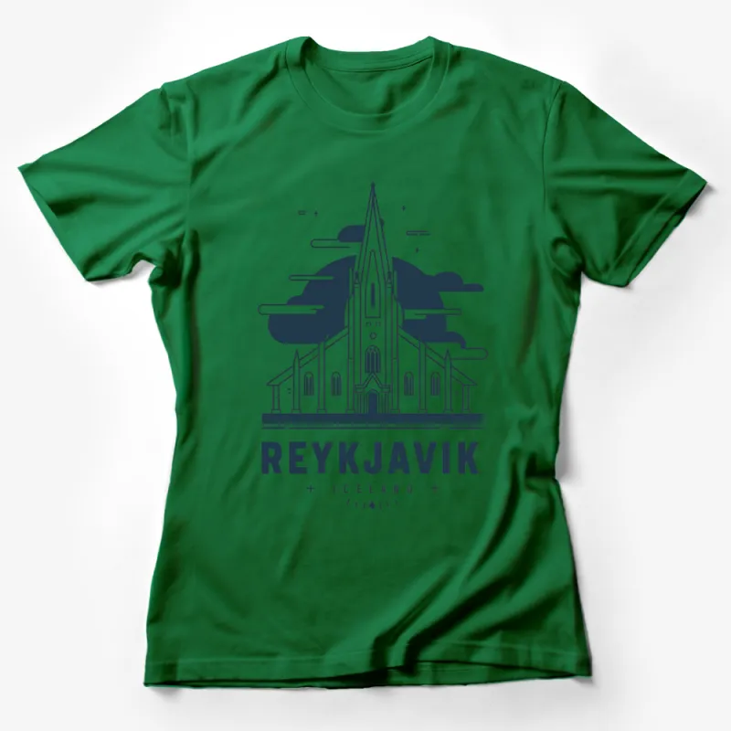 Reykjavik Iceland Church Graphic T-Shirt, Unisex Modern Line Art Tee, Travel Souvenir Female T-Shirt