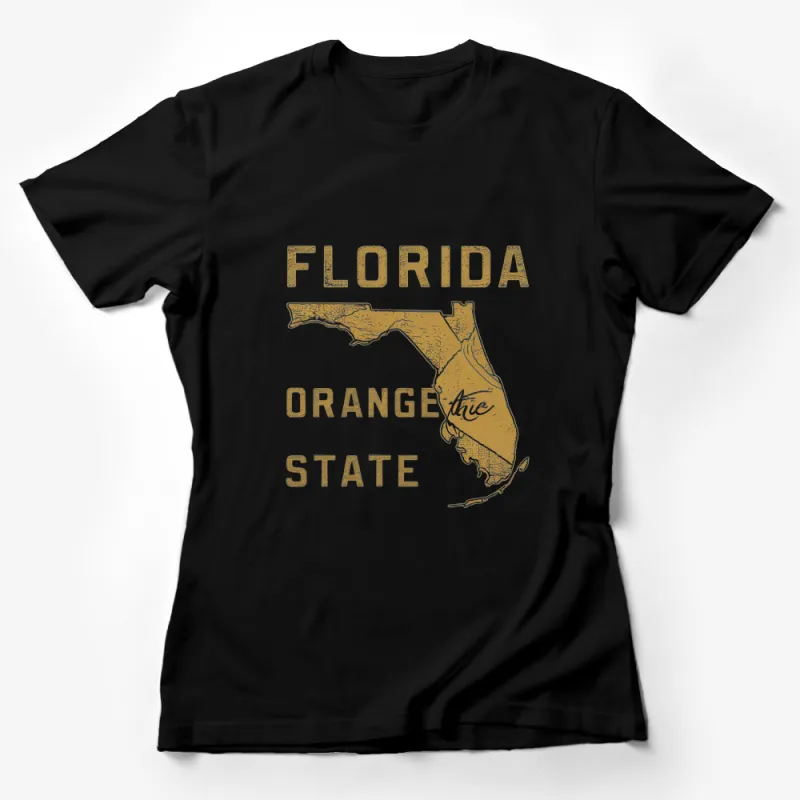 Florida Orange State Graphic T-Shirt, Vintage Style Map, Unique Souvenir Tee Female T-Shirt