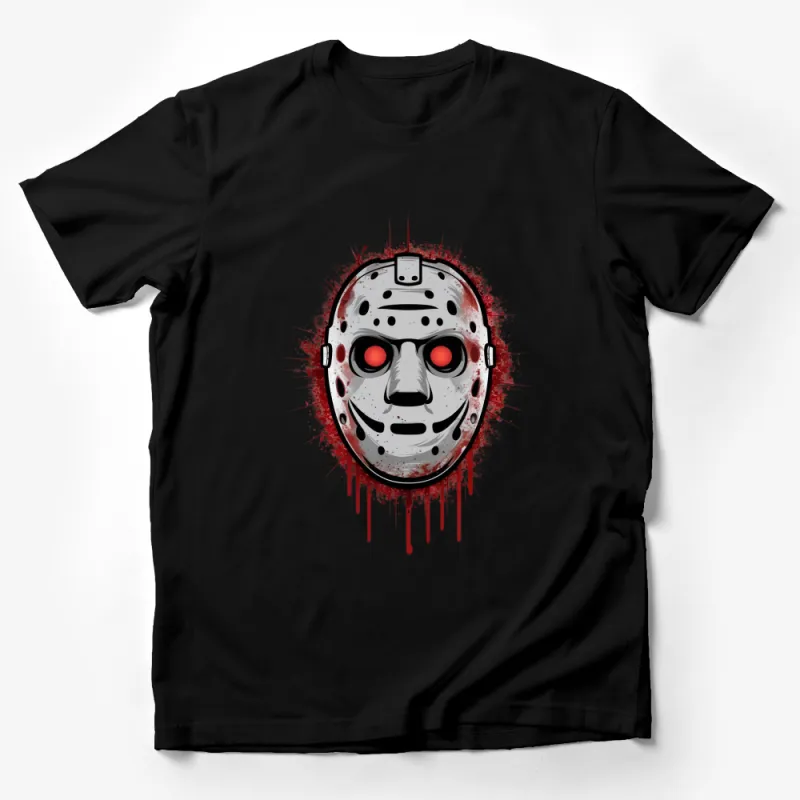 Horror Movie Mask T-Shirt, Scary Film Character Tee, Blood Splatter, Unisex Graphic T-Shirt Male T-Shirt