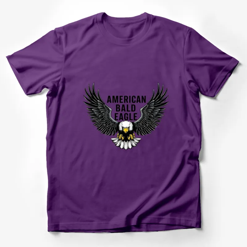 American Bald Eagle Graphic T-Shirt, Patriotic Bird Wings Design, Black and White Tee Male T-Shirt