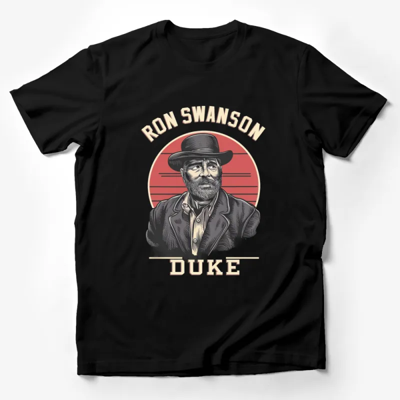 Ron Swanson Duke Graphic T-Shirt, Vintage Style TV Show Character Tee, Unisex Adult Clothing Male T-Shirt