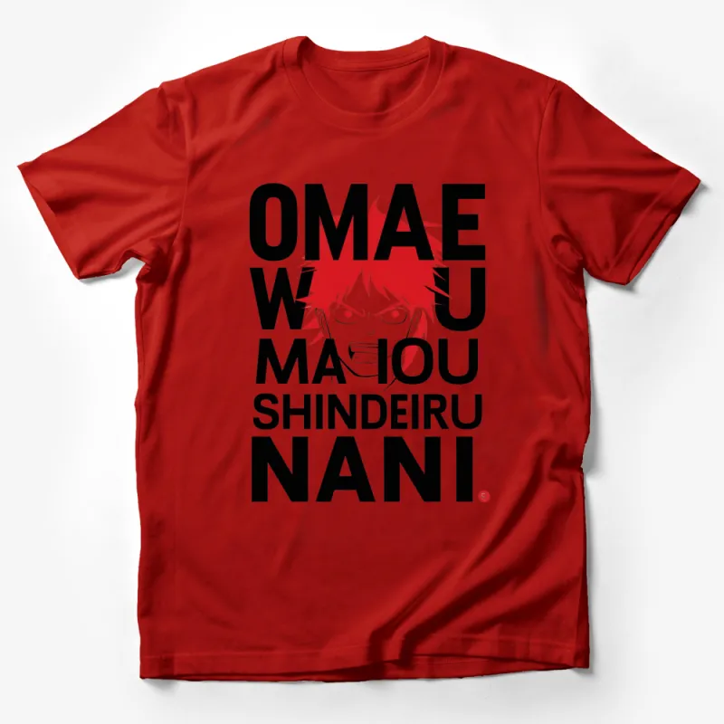 Anime Inspired T-Shirt, Omae Wa Mou Shindeiru Quote, Bold Red and White Design, Unisex Tee Male T-Shirt