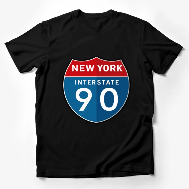 New York Interstate 90 Shield Logo T-Shirt, Classic Road Trip Travel Tee, Unisex Graphic Shirt Male T-Shirt