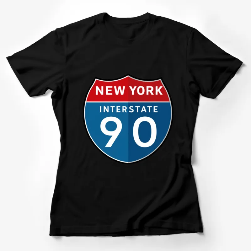 New York Interstate 90 Shield Logo T-Shirt, Classic Road Trip Travel Tee, Unisex Graphic Shirt Female T-Shirt