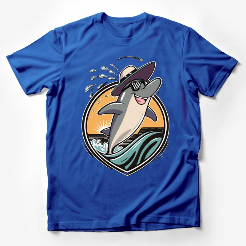 Cool Dolphin Graphic Tee, Beach Vibes Summer T-Shirt, Unisex Casual Wear, Ocean Lover Gift Idea Male T-Shirt