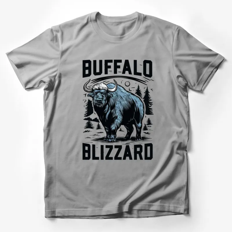 Buffalo Blizzard Graphic T-Shirt, Monochrome Animal Design, Outdoor Theme Casual Wear Male T-Shirt