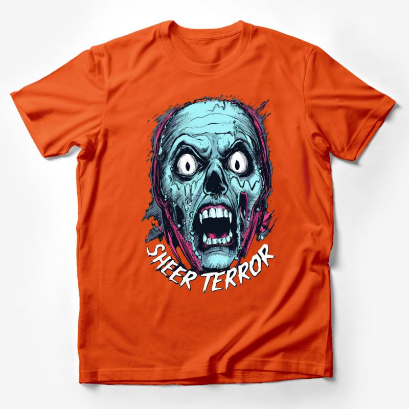 Zombie Horror Graphic Tee, Sheer Terror Scary Face T-Shirt, Unique Horror Apparel, Unisex Horror Tee Male T-Shirt