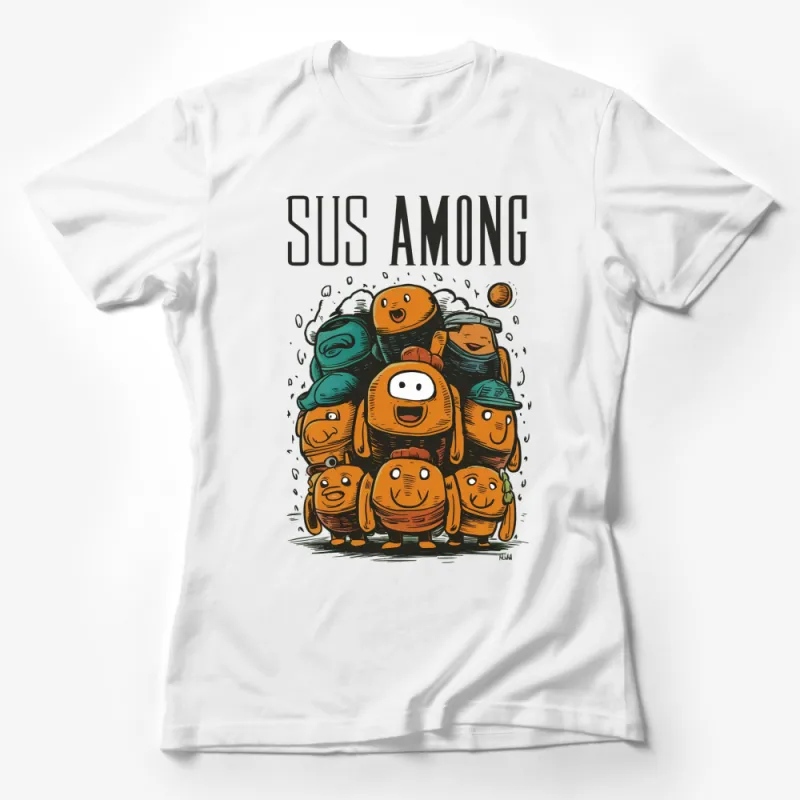 Fun Character Sus Among Us Inspired T-Shirt, Cartoon Crewmate Graphic Tee, Gift for Gamers Female T-Shirt