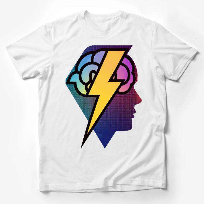 Colorful Brainstorm Bolt Graphic Tee, Creative Mind Power T-Shirt, Artistic Designer Shirt Male T-Shirt