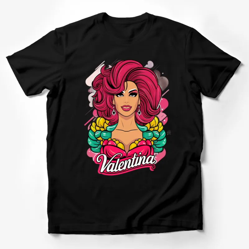 Drag Queen Valentina Inspired Graphic T-Shirt, Bold Pink Hair Design, Fashion Statement Tee Male T-Shirt