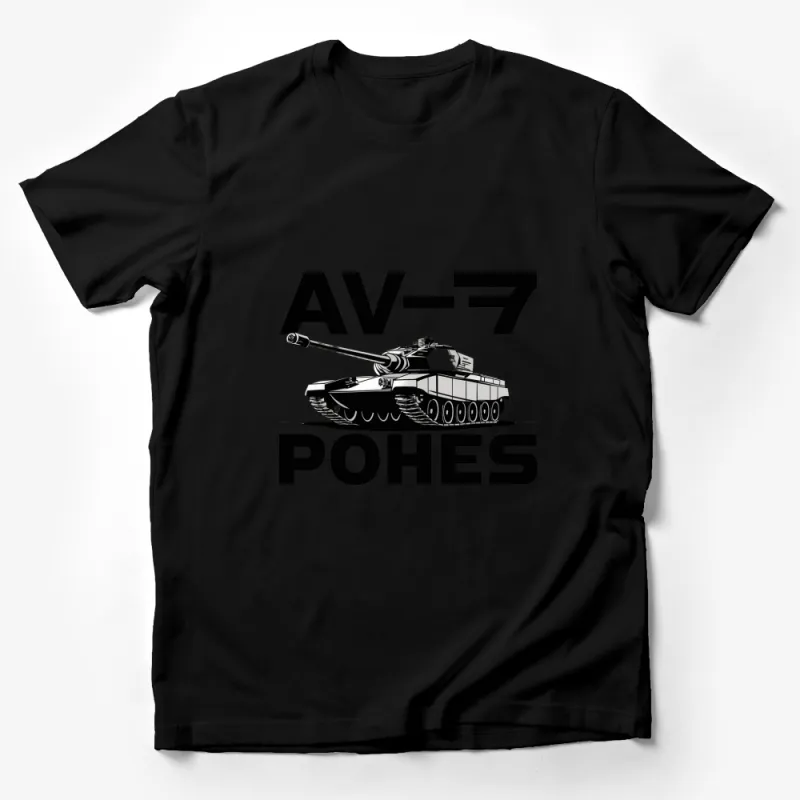 AV-7 POHES Military Tank Graphic T-Shirt, Men's Black and White Tank Tee, Unique Army Vehicle Shirt Male T-Shirt