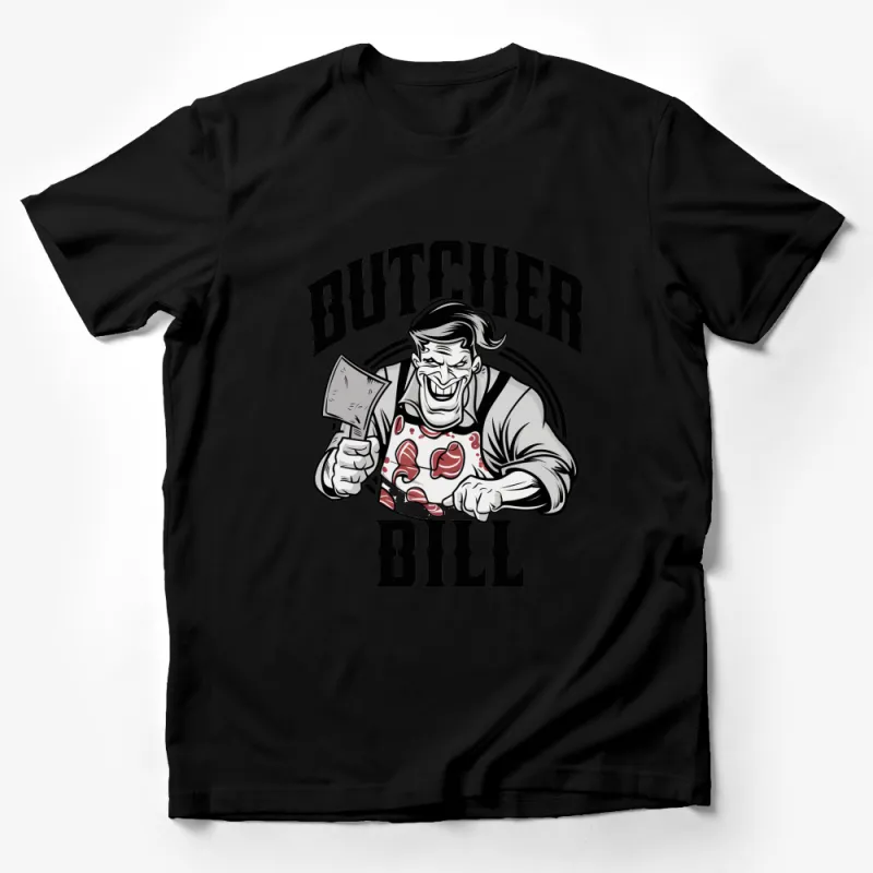 Butcher Bill Cartoon T-Shirt, Vintage Style Meat Lover Tee, Unique Graphic Butcher Design, Men's Fashion Male T-Shirt