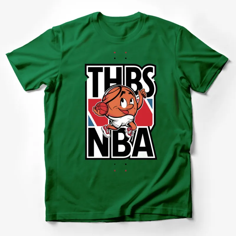 Basketball Orange Mascot Graphic T-Shirt, Fun Sports Cartoon Tee, Unisex Kids and Adults Male T-Shirt