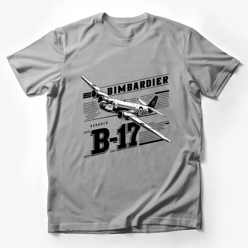 Vintage Bomber Plane Graphic T-Shirt, Classic B-17 Airplane, Men's Aviation Tee, Retro Flight Design Male T-Shirt