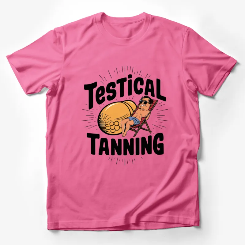 Funny Testical Tanning Graphic T-Shirt, Unique Sunbathing Man Illustration Tee, Gift for Friends Male T-Shirt