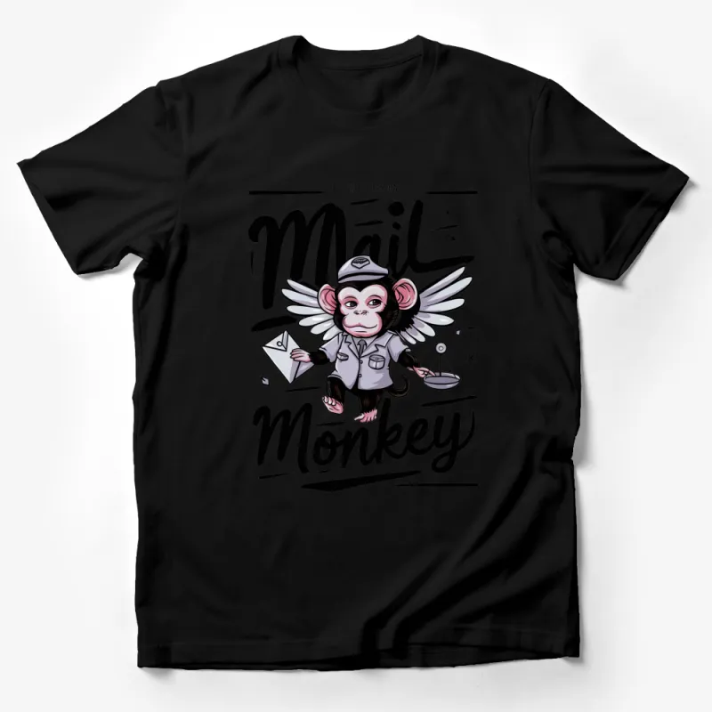 Mail Monkey T-Shirt, Unique Postal Worker Gift, Cartoon Monkey Mailman, Funny Letter Carrier Graphic Tee Male T-Shirt