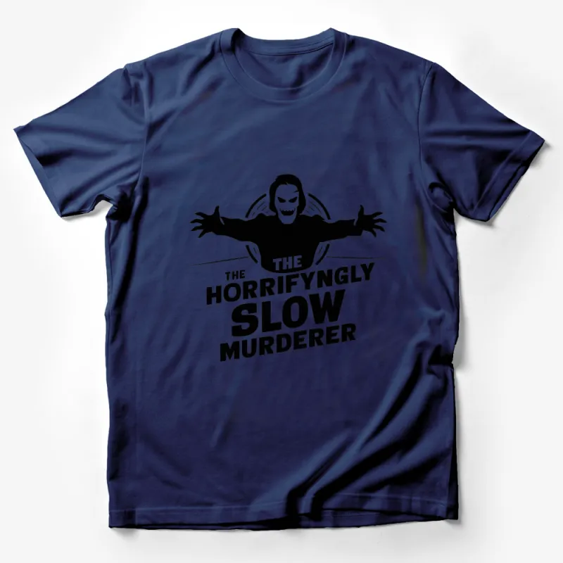 Men's Horror Graphic Tee, The Horrifyingly Slow Murderer Movie Shirt, Unique Goth Clothing Male T-Shirt