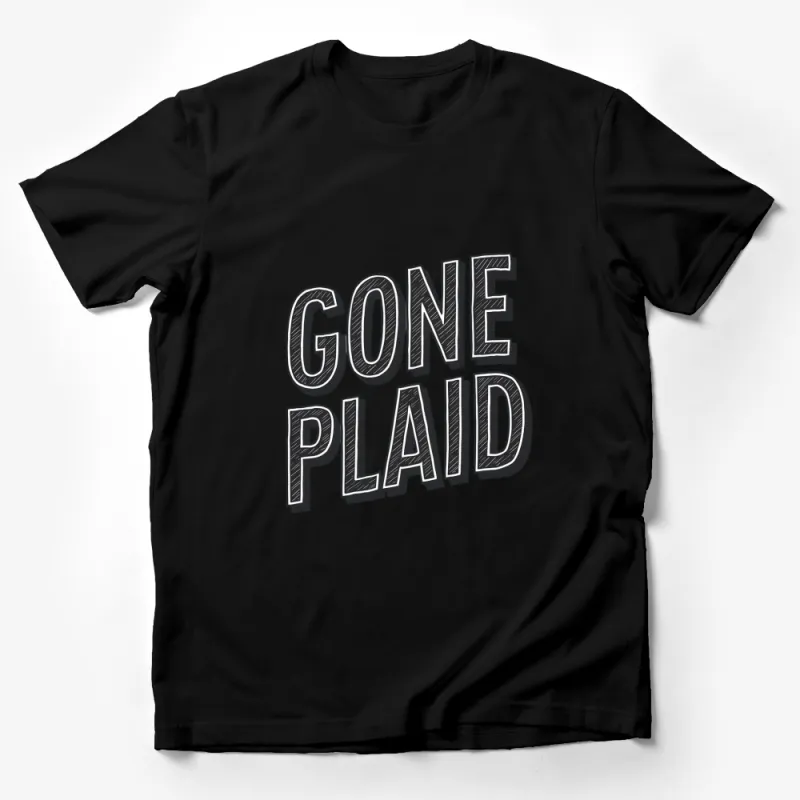 Gone Plaid Graphic Tee for Men and Women, Modern Black and White T-Shirt Design, Casual Streetwear Male T-Shirt