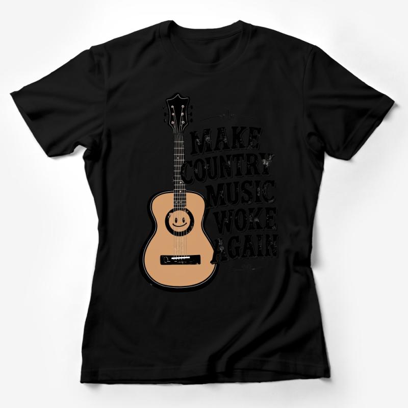 Make Country Music Woke Again T-Shirt, Vintage Guitar Graphic Tee, Unisex Music Lover Shirt Gift Female T-Shirt