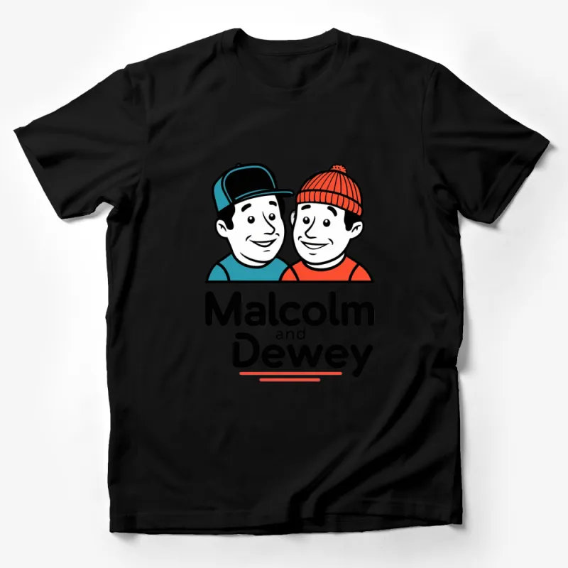 Malcolm and Dewey Cartoon T-Shirt, Vintage Style Graphic Tee, Retro Brothers Design, Classic TV Show Apparel Male T-Shirt