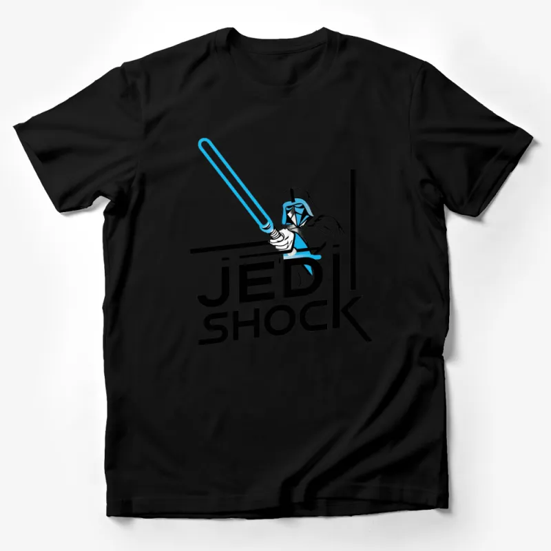 Jedi Shock T-Shirt, Blue Lightsaber Graphic Tee, Sci-Fi Movie Inspired Shirt, Unisex Clothing Male T-Shirt