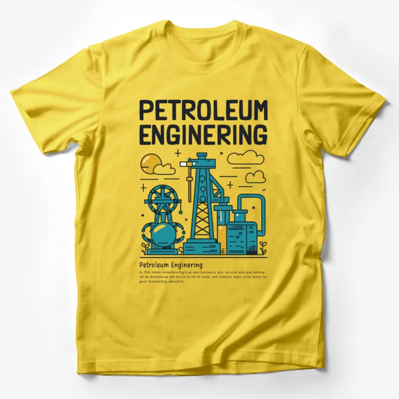 Colorful Petroleum Engineering Illustration T-Shirt for Engineers, Oil Rig Graphic Tee Male T-Shirt