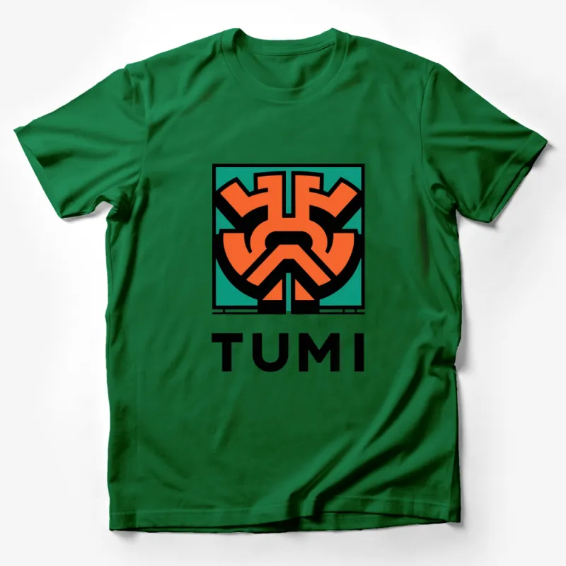 Classic TUMI Logo T-Shirt, Orange and Black Graphic Tee, Unisex Casual Wear Male T-Shirt