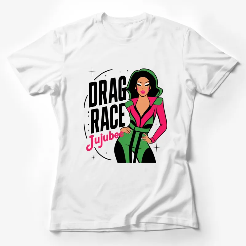 Drag Race Inspired JuJubee Graphic T-Shirt, Cartoon Pop Art, Bold Fashion Statement Tee, Casual Chic Female T-Shirt