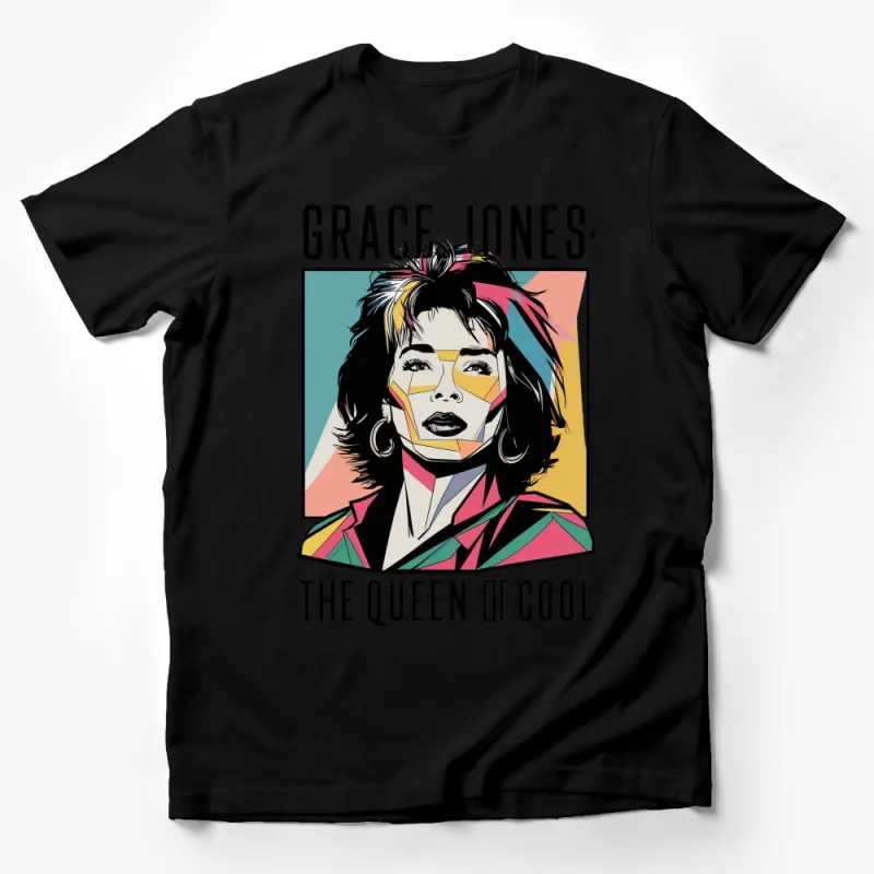 Grace Jones The Queen of Cool Pop Art T-Shirt, Colorful Retro Graphic Tee, Vintage Style Music Icon Apparel Male T-Shirt