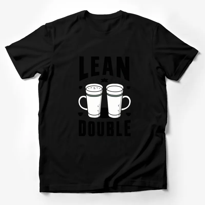 Lean Double Thater Bedover Graphic T-Shirt, Black and White Coffee Cup Design, Hipster Style Tee Male T-Shirt