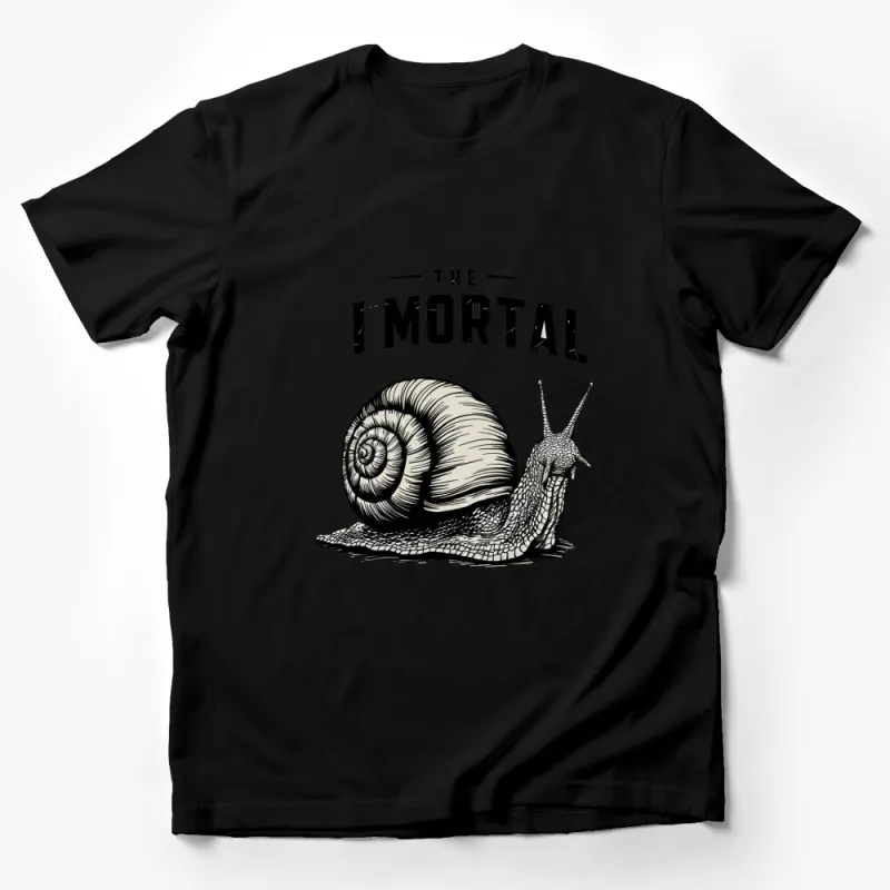 Vintage Snail Graphic T-Shirt, The Immortal Text, Retro Style, Unisex Tee, Casual Wear, Unique Animal Design Male T-Shirt