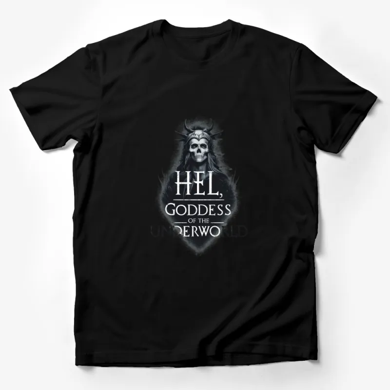 Hel, Goddess of the Underworld Graphic T-Shirt, Mythology Norse Deity, Black and White Tee, Unisex Male T-Shirt