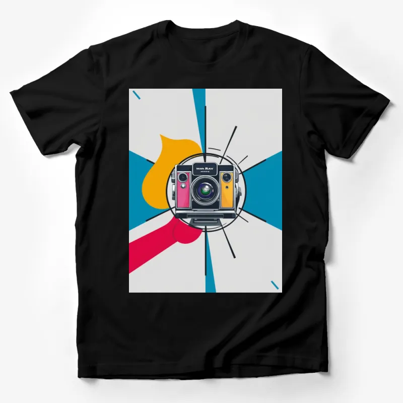 Vintage Camera Graphic T-Shirt, Retro Photographer Tee, Colorful Modern Art Style, Unisex Fashion Top Male T-Shirt